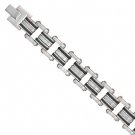 Stainless Steel and Black Rubber Link Bracelet