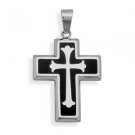 Stainless Steel and Black Resin Inlay Cross