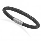 Braided Black Leather Bracelet
