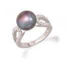 Grey Cultured Freshwater Pearl and CZ Ring