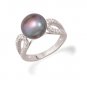 Grey Cultured Freshwater Pearl and CZ Ring