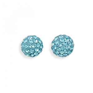 Light Blue Crystal Ball Earrings