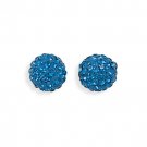 Dark Blue Crystal Ball Earrings