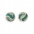 Green and White Crystal Ball Earrings