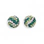 Green and White Crystal Ball Earrings
