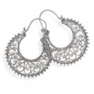 Ornate Bead and Scroll Hoop Earrings