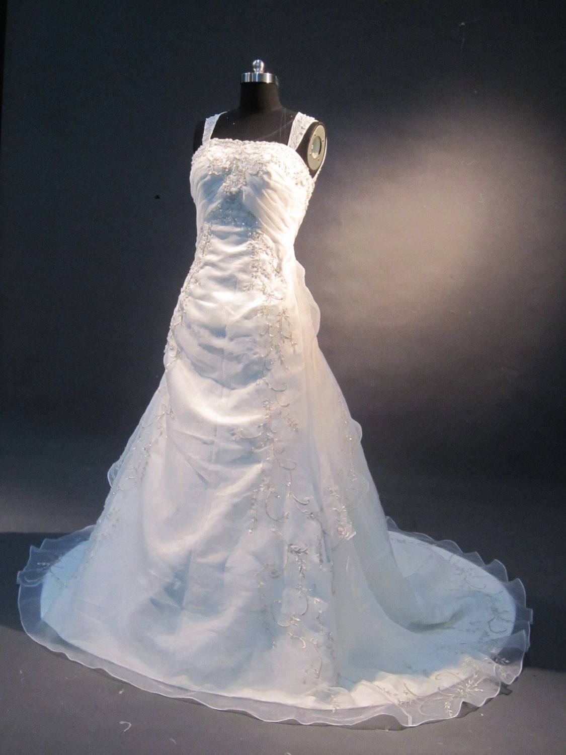 cap sleeves sheer back embroidery wedding dress IMG1649