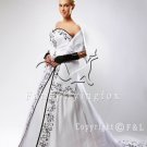 Strapless Black Embroidery Wedding Dress with Shawl MK101