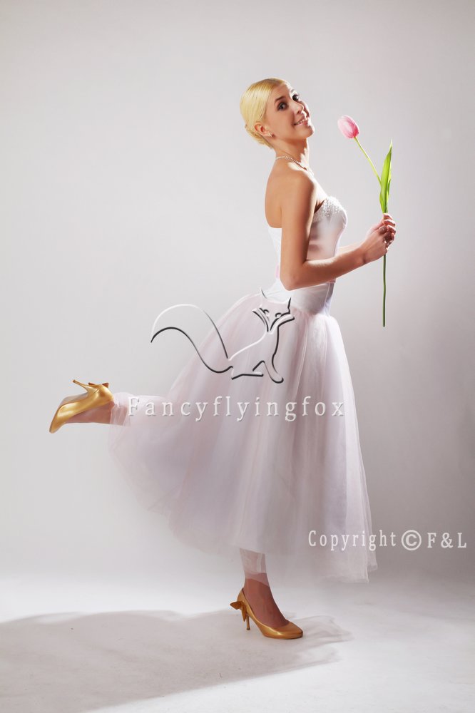 Cheap Tea Length Tulle Short Bridal Gown 25587