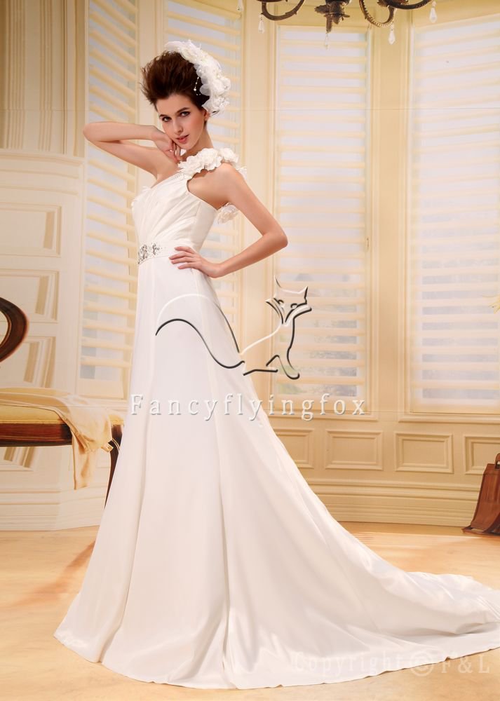 Elegant One Shoulder Western Wedding Gown PRO10