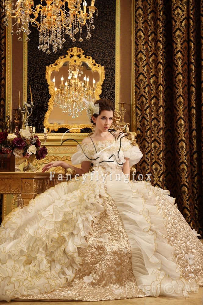 2013 Luxurious Champagne Gothic wedding dresses PRO2