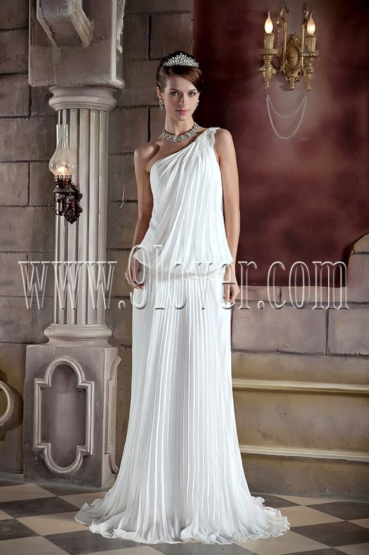 One Shoulder Pleats Casual Bridal Gown Style 874897