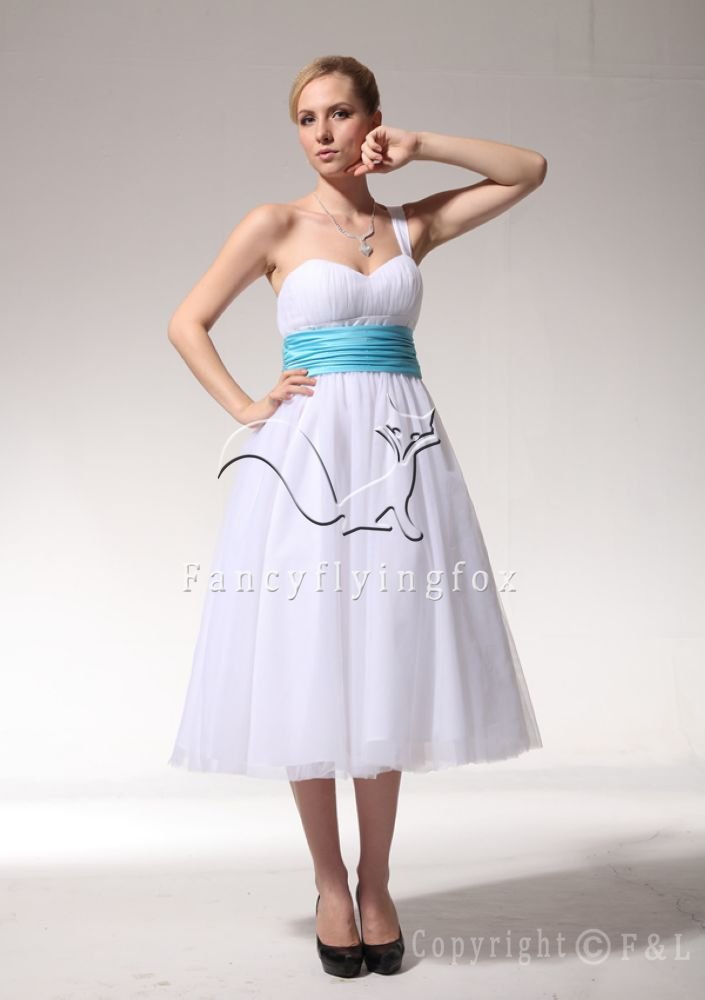 Tea-Length One Strap Tulle Gown Bridal Gown PK3367