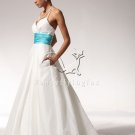 Petite Blue Band Inexpensive Wedding Dress WG3435