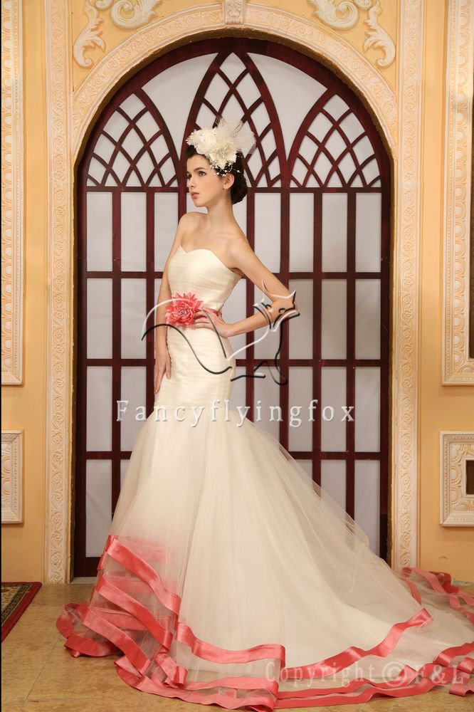 Unique Floral Appliques Mermaid Bridal Gown Style V3398