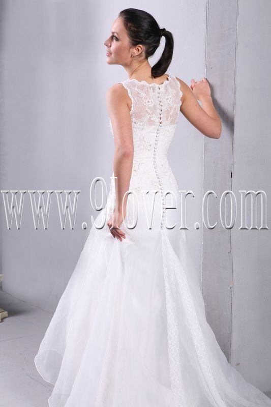 Illussion Neckline Summer Wedding Dress 00005965