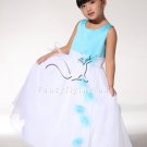 Cheap Blue and White Flower Girl Dress 017