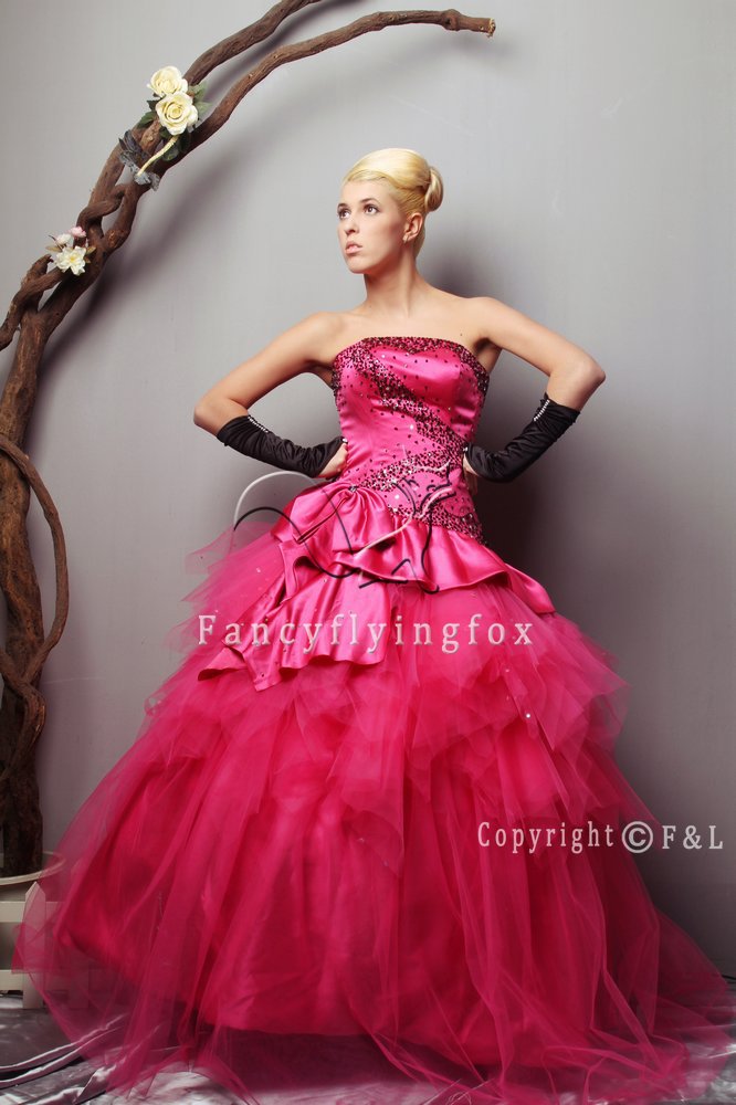 Amzaing Hot Pink Purry Quinceanera Dress 010