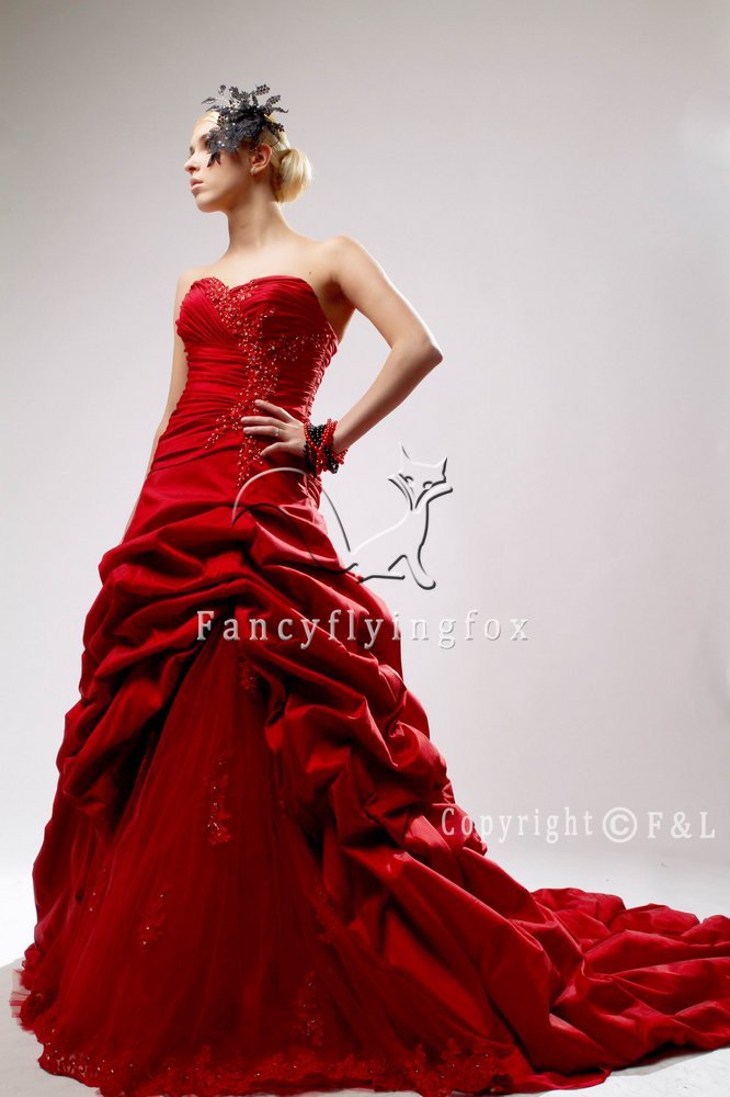 2011 fashion red plus size wedding dress 012