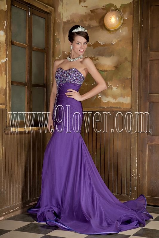 Purple Mermaid Sexy Prom Dress 0013