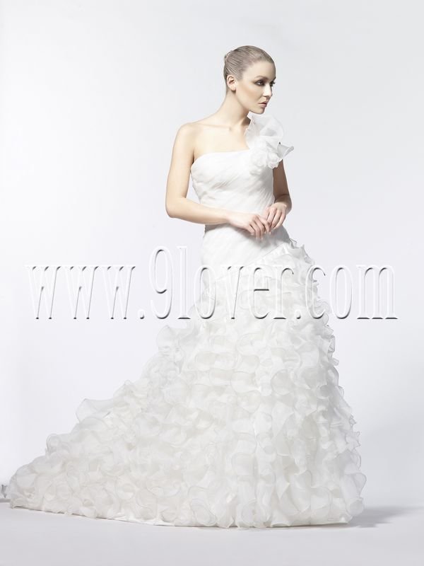 One Shoulder Elegant Plus Size Wedding Dress 2234W