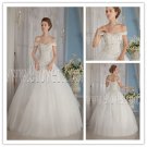 elegant white net off the shoulder ball gown floor length sleeveless wedding gowns IMG-9139