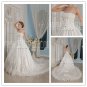 strapless white satin ball gown floor length wedding dress with royal train IMG-9289