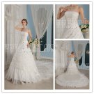 2013 retro white lace strapless ball gown floor length wedding dress with royal train IMG-9304