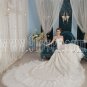 2013 retro white lace strapless ball gown floor length wedding dress with royal train IMG-9304