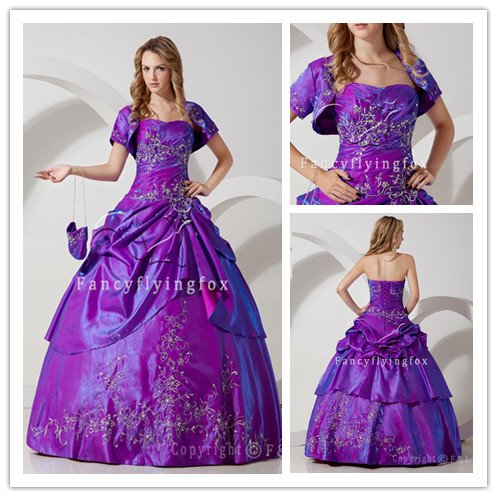 luxuriy 2013 purple taffeta ball gown floor length quinceanera dress IMG-1379