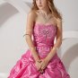 classic hot pink taffeta strapless ball gown floor length quinceanera dress with pleats IMG-1396