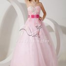 modern hot pink tulle strapless ball gown floor length quinceanera dress with appliques IMG-1584