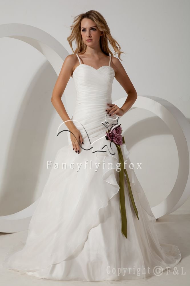 modest 2013 white tulle spaghetti straps ball gown floor length wedding dress IMG- 1669