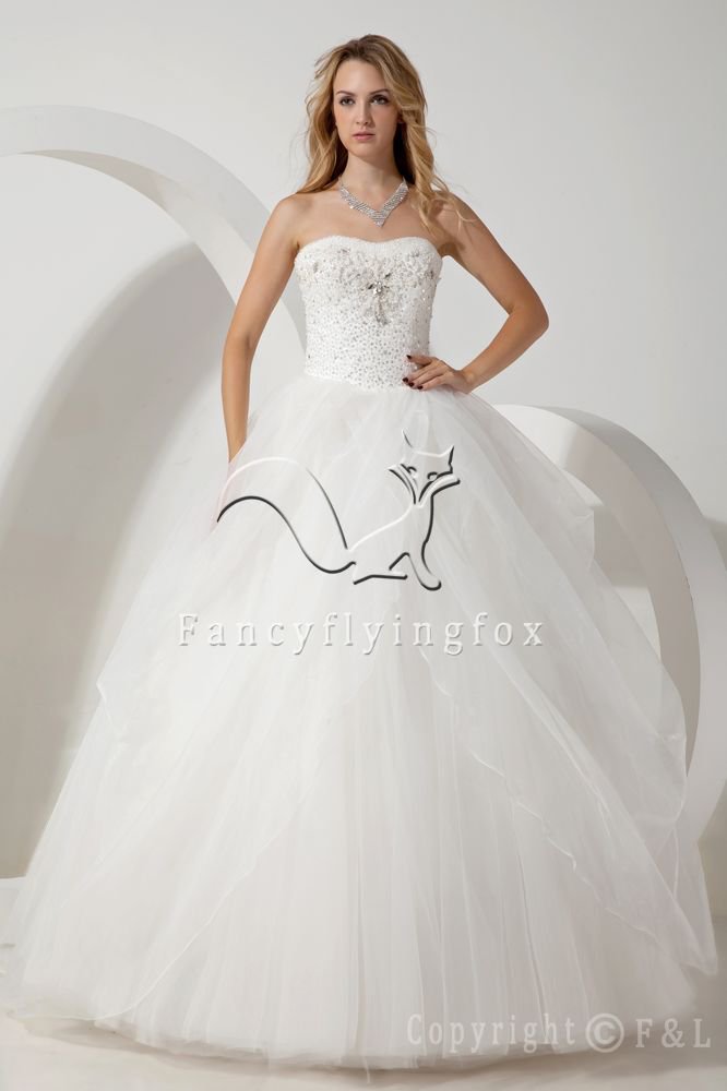couture classic sweetheart white tulle ball gown floor length wedding dress IMG-1747