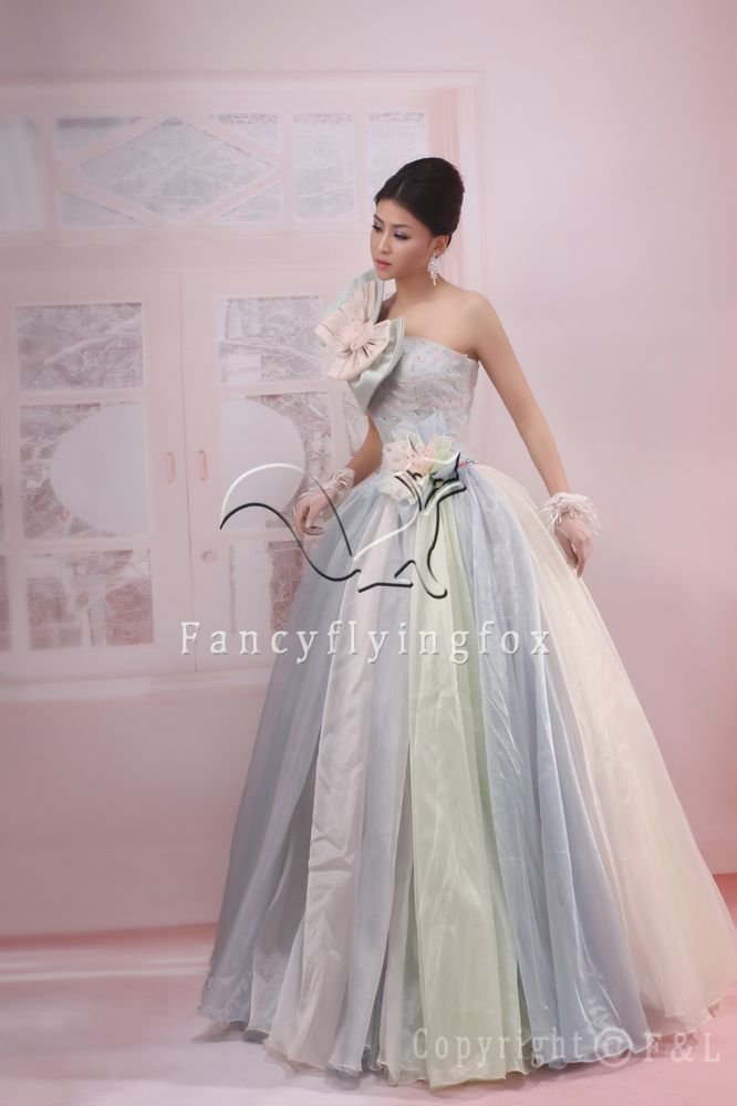 rainbow net strapless ball gown floor length quinceanera dress 2011Y-55