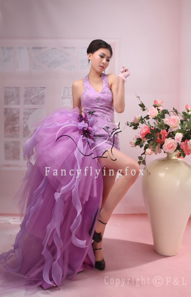 charming lavender satin hater a-line cocktail dress 369