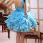 gorgeous sky blue organza one shoulder ball gown graduation dress 374