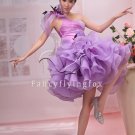 charming lavender organza one shoulder cocktail dress with ruffled skirt 374