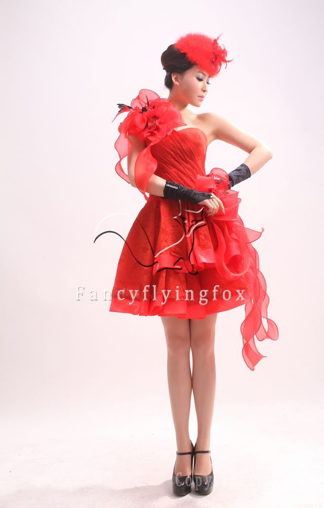 sexy hot red one shoulder a-line mini skort cocktail dress 375