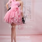 sweet pink lace one shoulder mini length sweet 16 dress 375