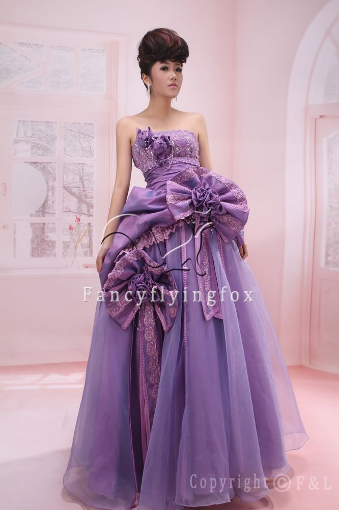 charming lavender strapless tulle ball gown floor length quinceanera dress ok-8