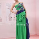 elegant green chiffon strapless a-line floor length prom dress y055