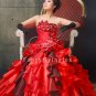 luxurious red tulle and organza strapless ball gown floor length quinceanera gowns y-077