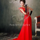 vintage red chifon one shoulder a-line floor length evening gowns 13