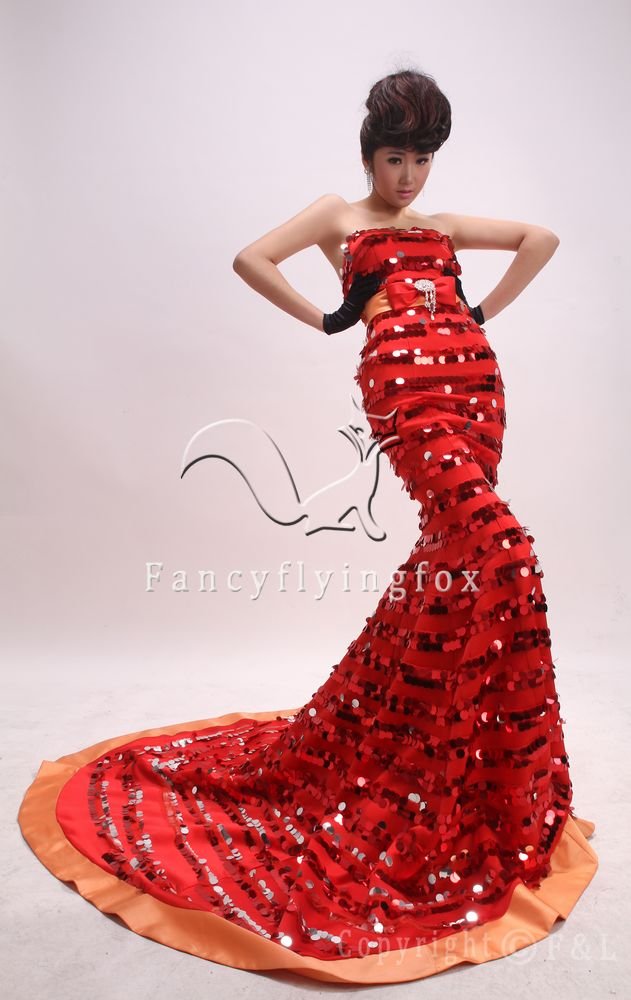 luxurious strapless shining red a-line floor length evening dress with sequined 382