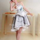 chic fashionable satin asymmetical neck strapless a-line mini skirt homecoming dress 390