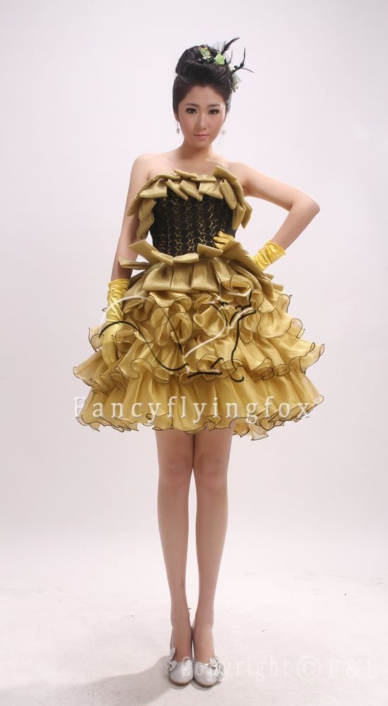 beautiful deisgn strapless gold tulle ball gown mini skirt sweet 16 dress 2800