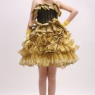 beautiful deisgn strapless gold tulle ball gown mini skirt sweet 16 dress 2800