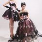 unique deisgn black nect strapless ball gowm quinceanera dress see through 28011