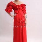 2013 red chiffon mature off shoulder short sleeves a-line mother of the bride dress ok-16